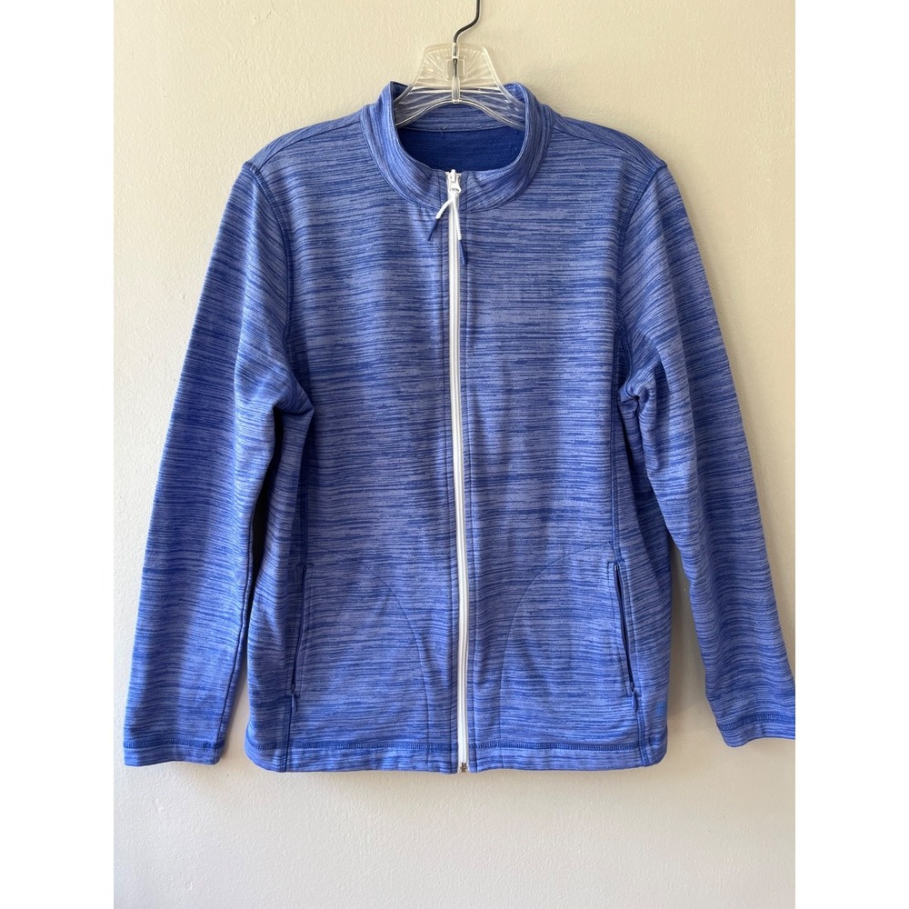 Talbots Sz‎ M Purple UPF 50 Terry Jacket Full Zip Pockets Sweater Top